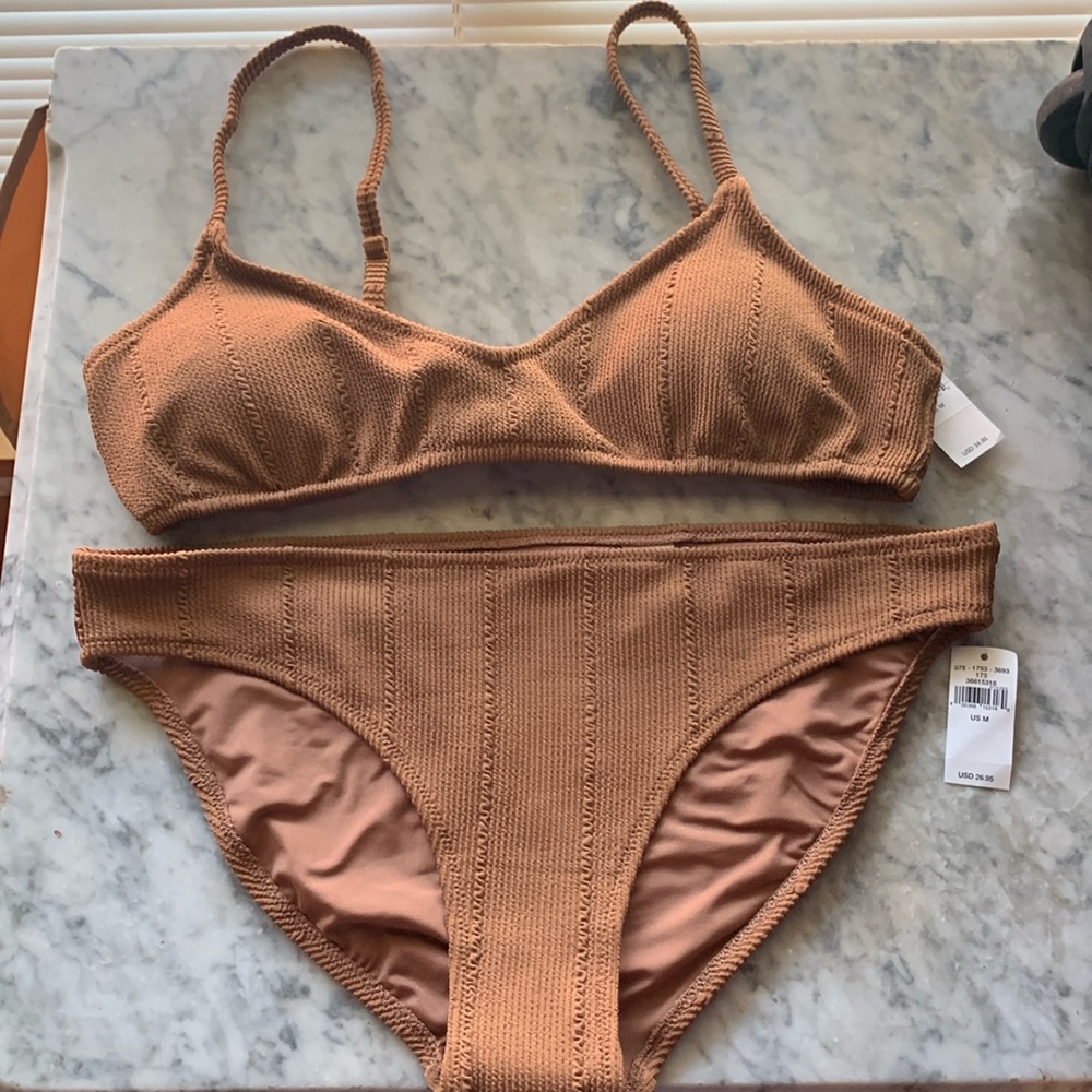 NWT, American Eagle two piece Copper colored swim suit, Size M